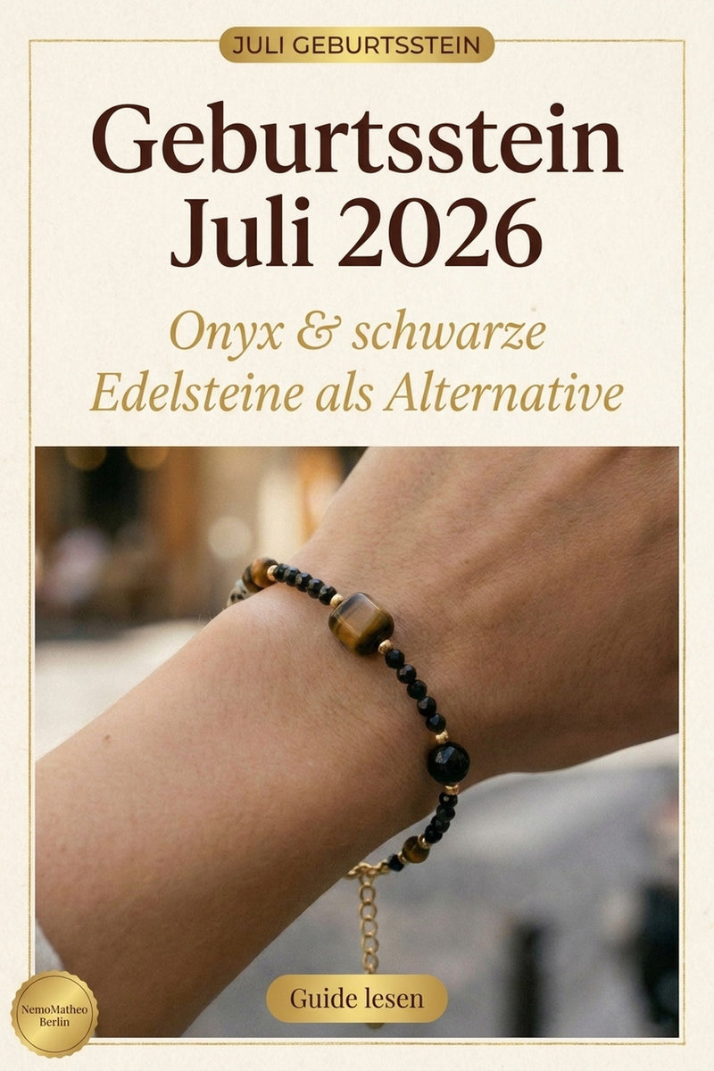 Geburtsstein Juli 2026 — Onyx und schwarze Edelsteine als moderne Rubin-Alternative, NemoMatheo