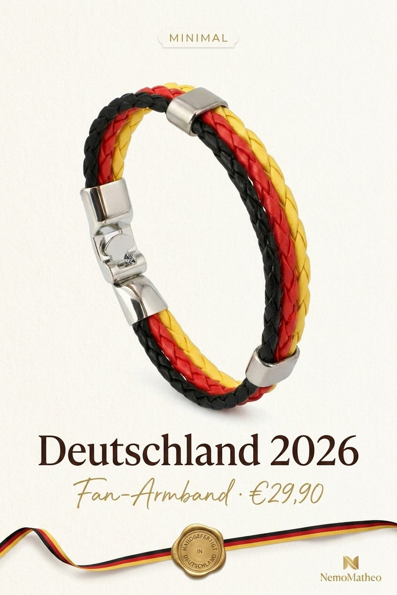 Deutschland Fanshop 2026 Vergleich — handgefertigtes Armband Alternative, NemoMatheo Berlin