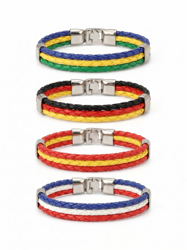Armband WM 2026 – Geflochtenes Leder Fan Armband mit Nationalflagge