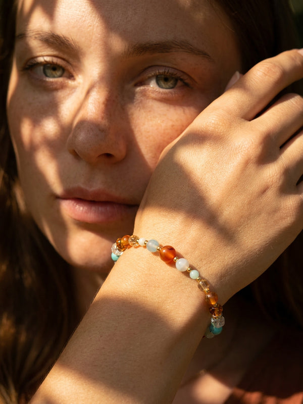 Armband Cielo Terra – Türkis- und Korallentöne