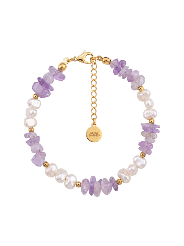 Armband Perlenmeer Amethyst – Produktbild auf weißem Hintergrund