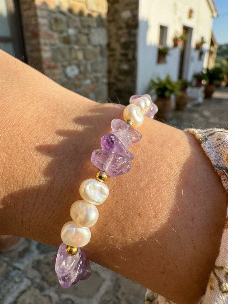 Armband Perlenmeer Amethyst – Detailansicht