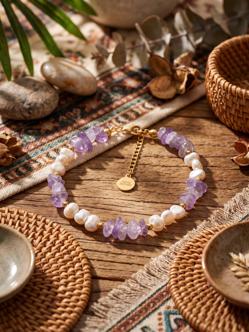 Armband Perlenmeer Amethyst – Nahaufnahme