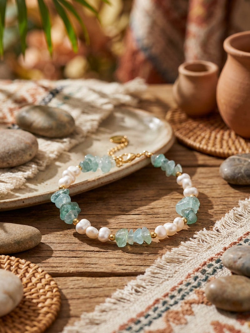 Armband Perlenmeer Apatit – Nahaufnahme