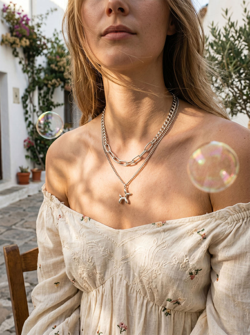 Ballonhund Layer-Kette Silber – Detailansicht