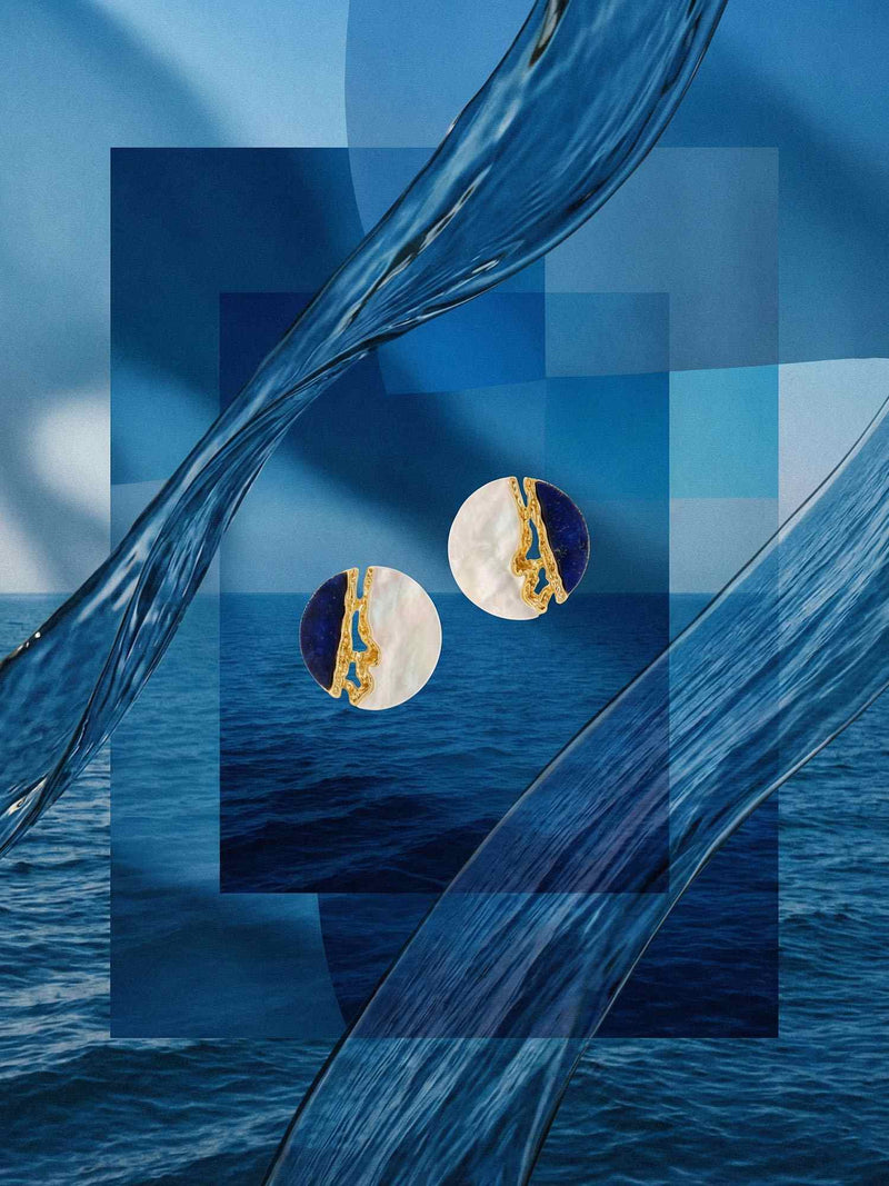 Himmel und Meer Ohrringe Ambiente – zweifarbige Statement-Ohrringe mit Lapis Lazuli