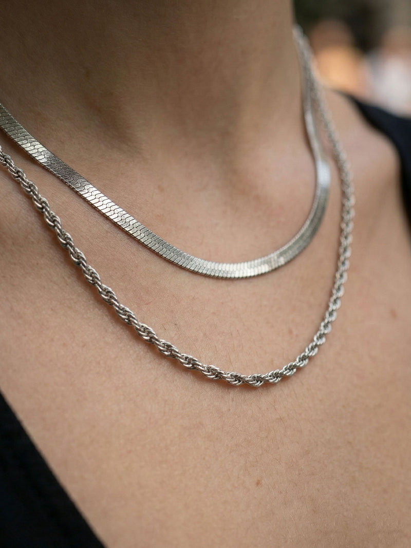 Kette Seil & Schlange Kette Silber Detailansicht – Edelstahl