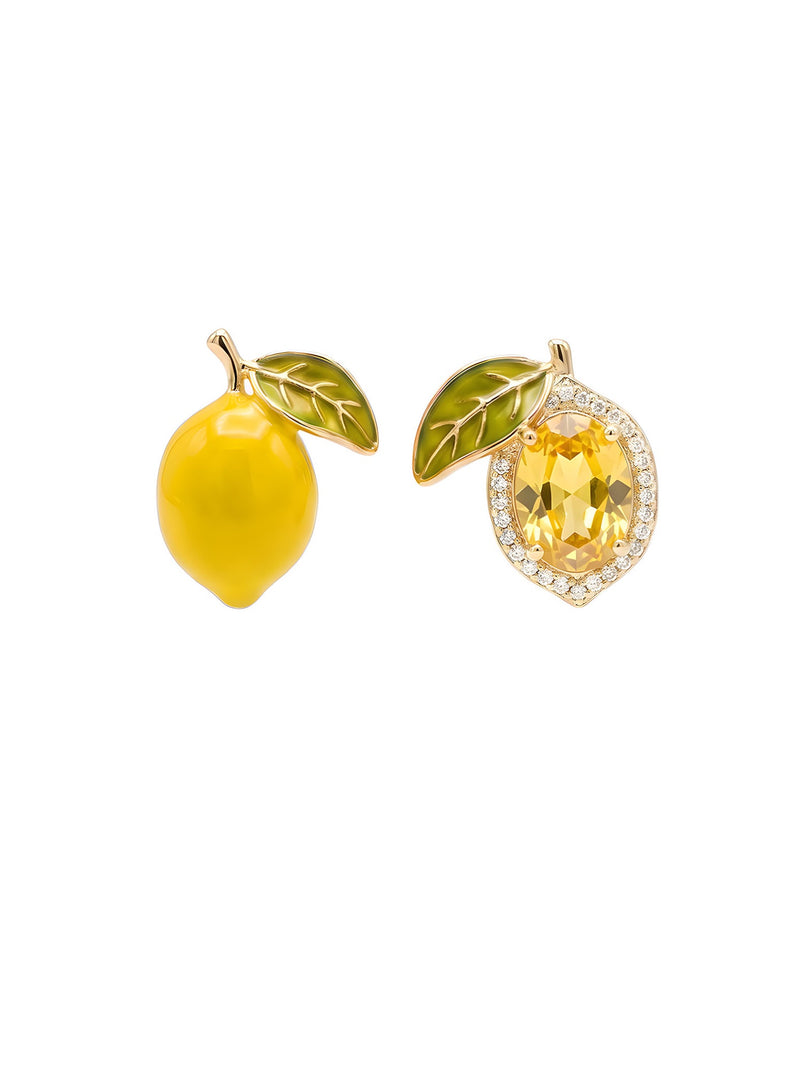 Limonella – Asymmetrische Zitronen Ohrringe mit Citrin – Produktbild 1