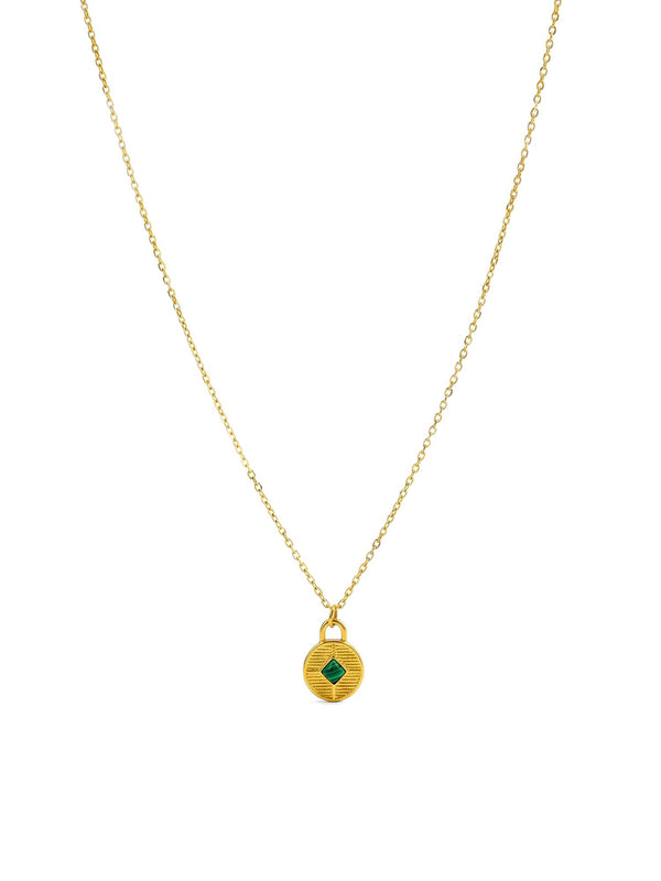 Kette Malachit Anhaenger – Produktbild auf weissem Hintergrund, Naturstein Halskette, Boho Schmuck