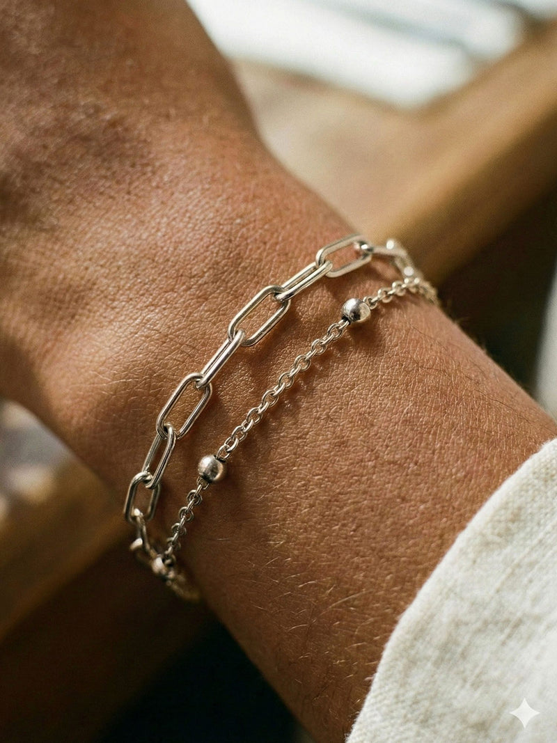 Metropolitan Armband Silber am Handgelenk getragen – Edelstahl