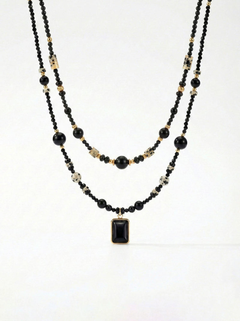 Onyx Dalmatiner Kette 07 – auf weissem Hintergrund