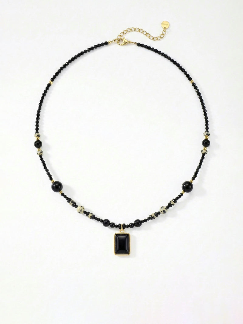 Onyx Dalmatiner Kette 08 – auf weissem Hintergrund