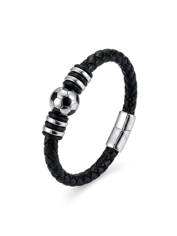 Armband Pallone Nero – Fußball Leder Armband Herren – Produktbild 1
