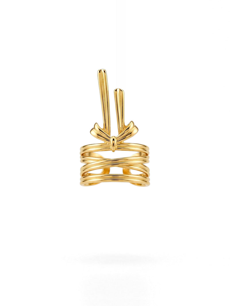 Ribbon Knot Schleifen-Ring Gold Produktbild auf weissem Hintergrund