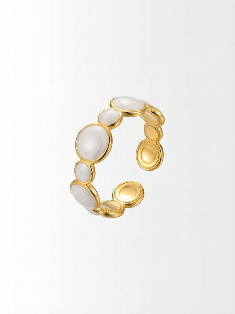 Goldener Ring Aurora Calma - eleganter Damenring mit mehreren Perlmutt Steinen
