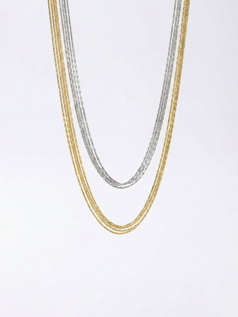 Triple Layer Gold Kette Kombination – vergoldete Layering-Kette mit passendem Schmuck