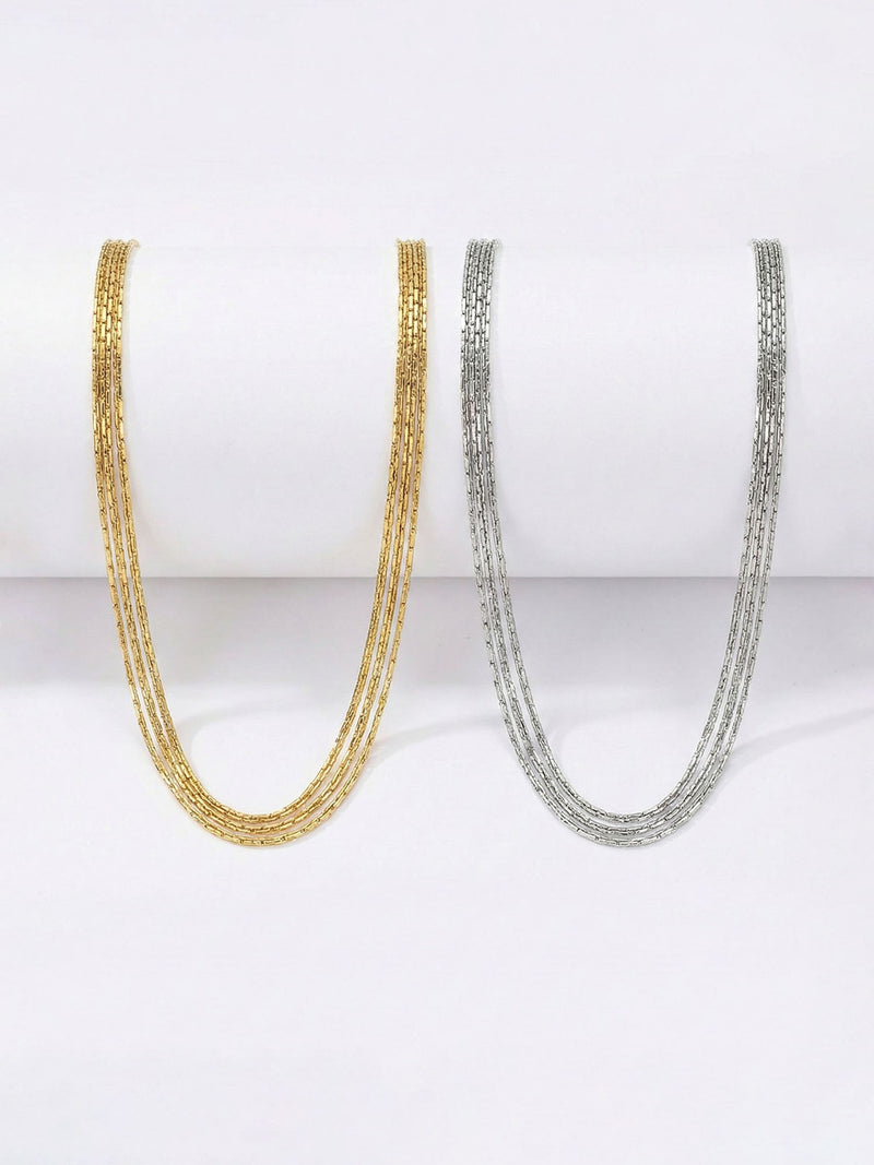 Triple Layer Gold Styling – dreifache Kette im zeitlosen goldenen Look