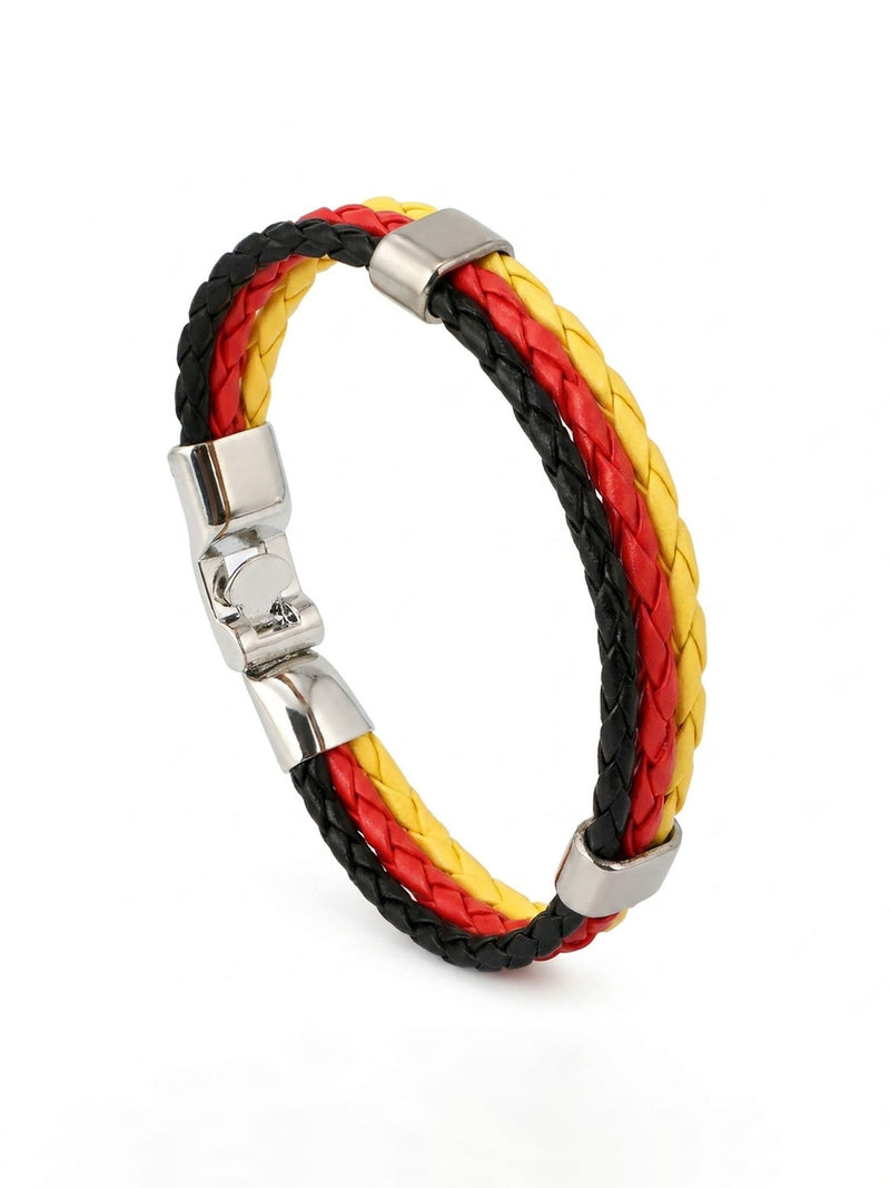 Armband WM 2026 – Geflochtenes Leder Fan Armband mit Nationalflagge – Deutschland – Produktbild 1