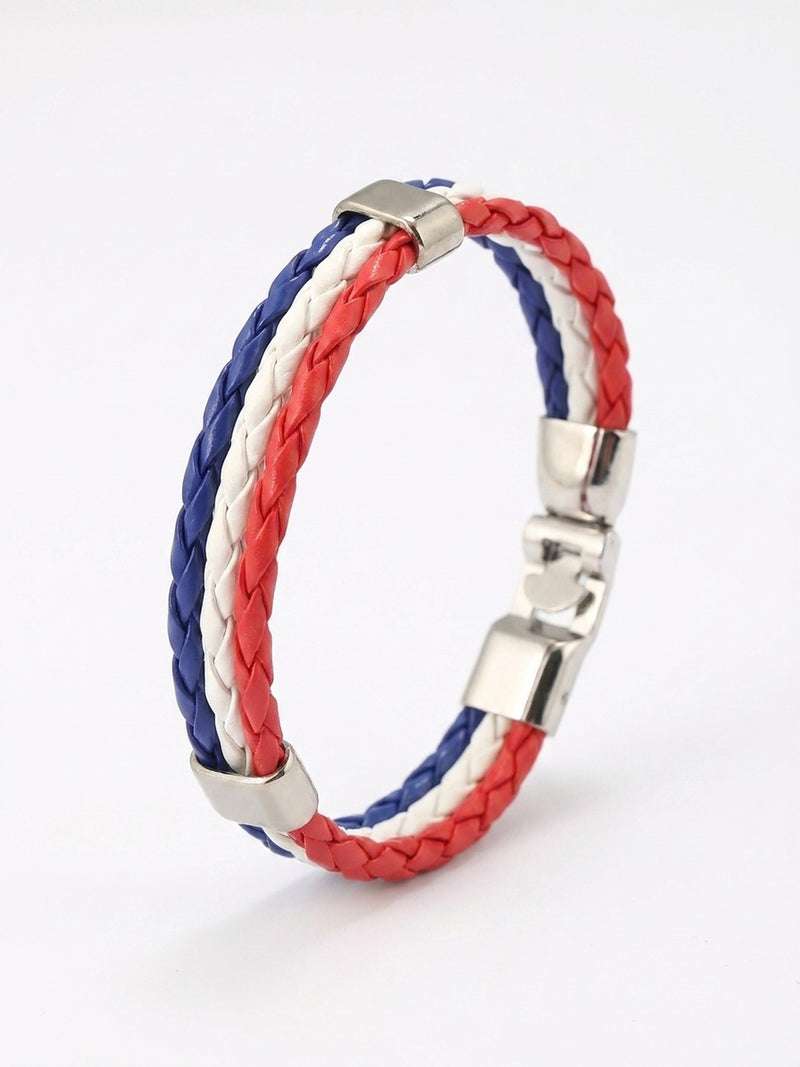 Armband WM 2026 – Geflochtenes Leder Fan Armband mit Nationalflagge – Frankreich – Produktbild 1