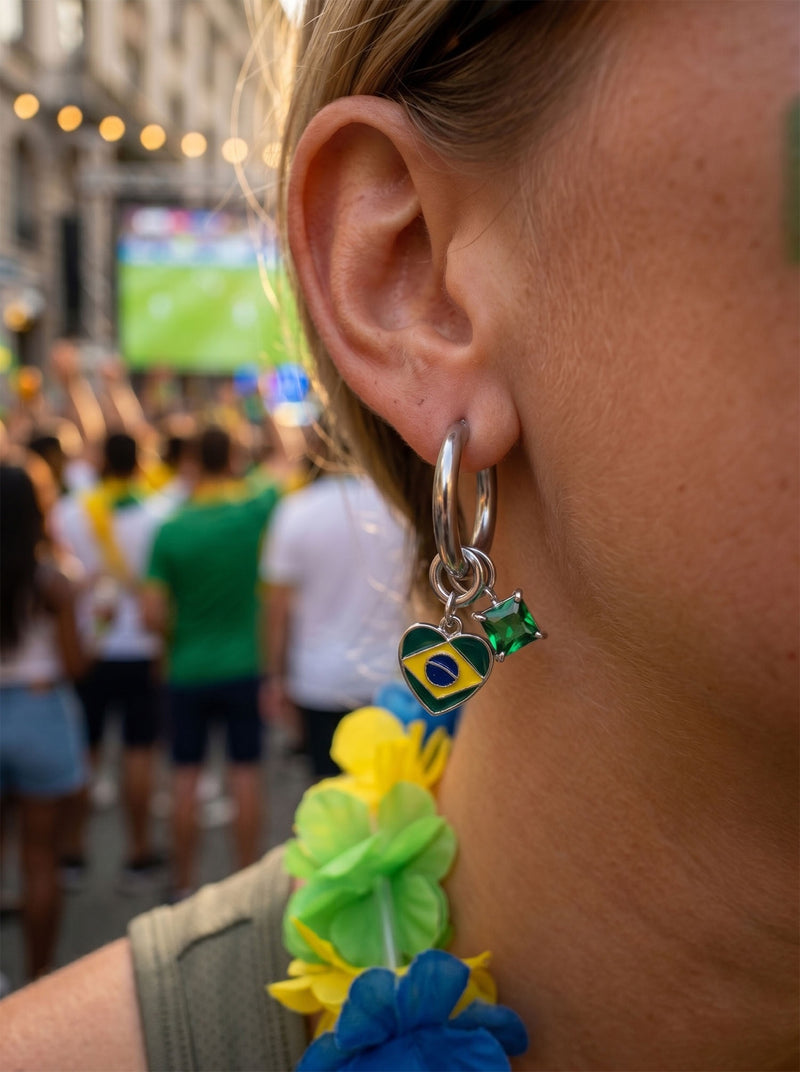 Ohrringe WM 2026 – Fußball Fan Ohrringe mit Nationalflagge – Brasilien – Lifestyle 4