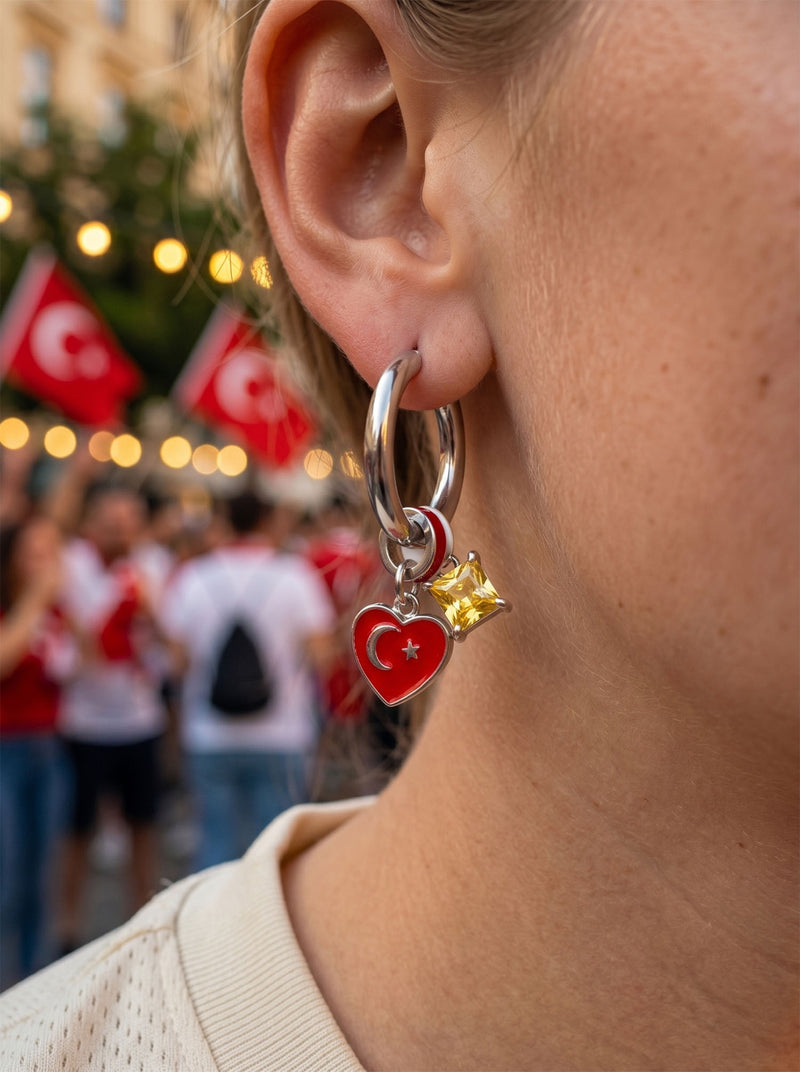 Ohrringe WM 2026 – Fußball Fan Ohrringe mit Nationalflagge – Türkei – Produktbild 1