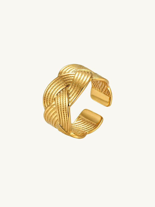 Tresse Flechtring Gold Produktbild auf weissem Hintergrund