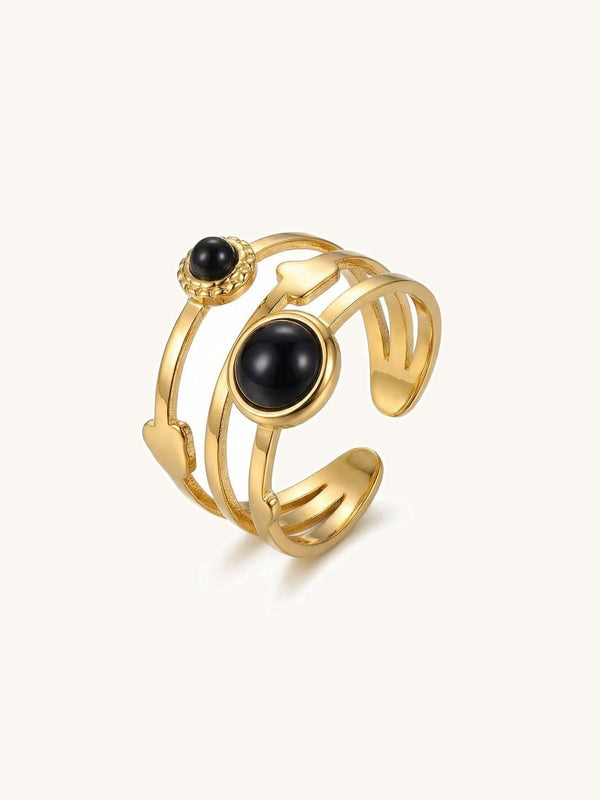 Ring Obsidiana Dreifach-Bandring Gold Produktbild auf weissem Hintergrund