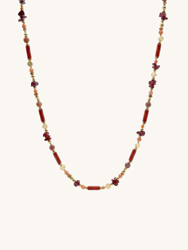 Kette Gelber Jaspis Rot – Produktbild auf weissem Hintergrund, Naturstein Halskette, Boho Schmuck