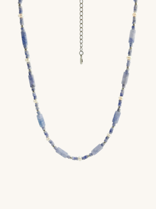Light Blue Amethyst Necklace – Product image on white background, natural stone necklace, boho jewelry