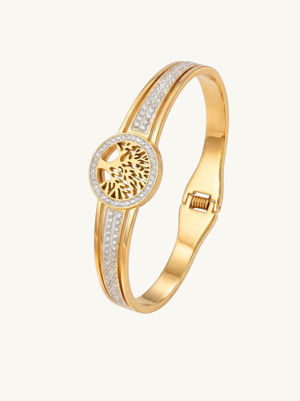 Tree of Life Bangle – Sacro Arbor Gold – Product Image on White Background