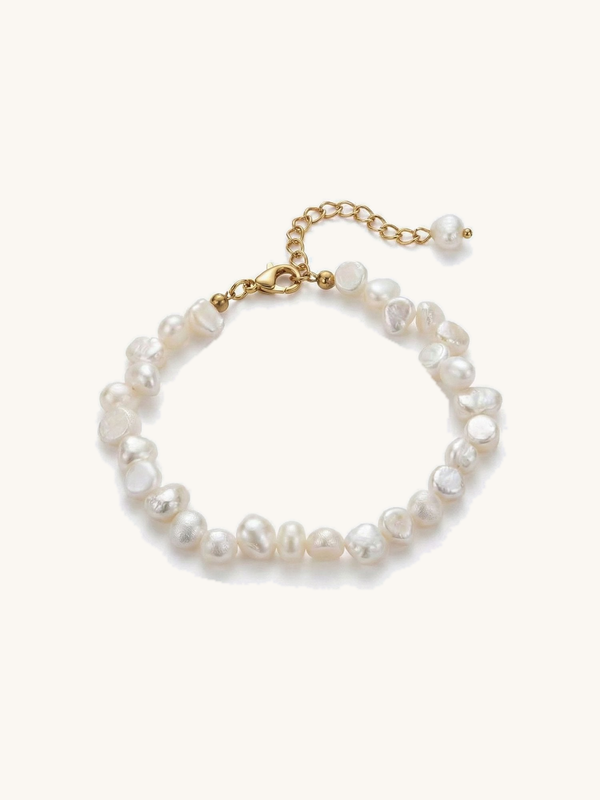 Süßwasserperlen Armband Pure Pearl Harmony mit 18K vergoldetem Verschluss - Nemomatheo handgefertigter Perlenschmuck