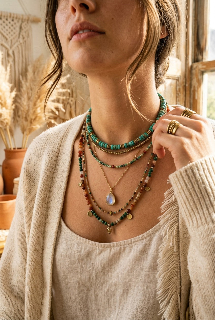 Naturstein Schmuck kaufen — Boho Layering · NemoMatheo Eltville