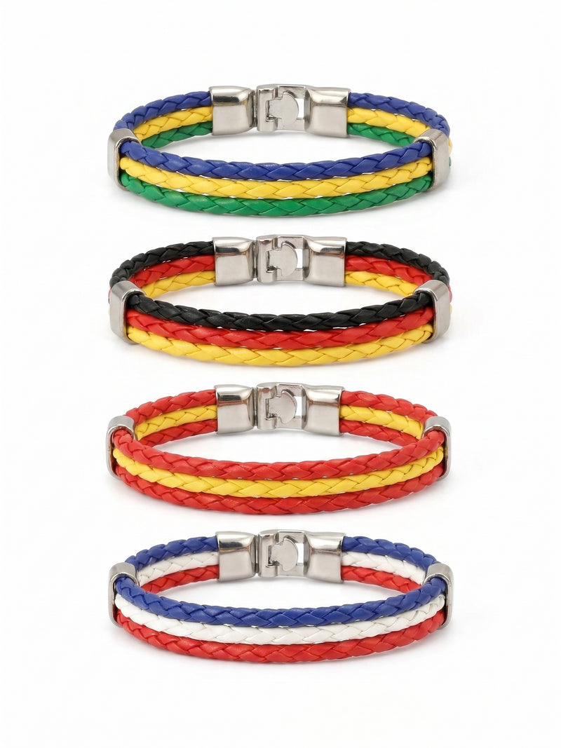 Armband WM 2026 – Geflochtenes Leder Fan Armband mit Nationalflagge