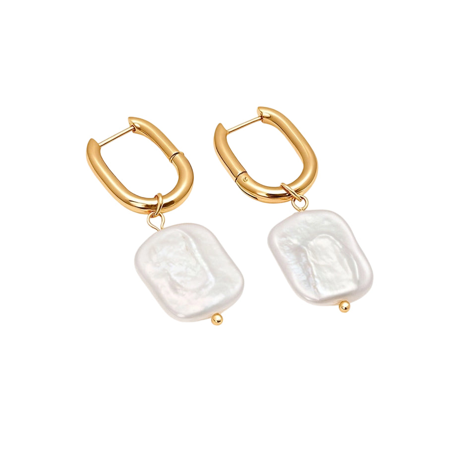 Marea earrings – gold &amp; freshwater pearl