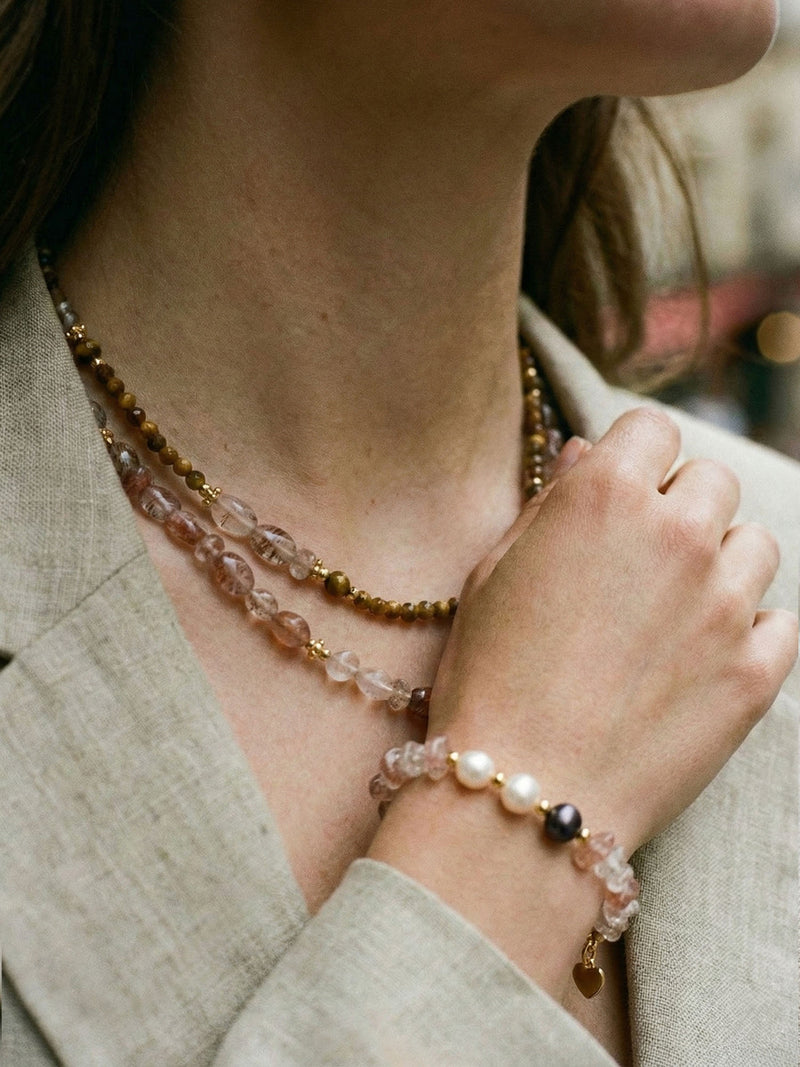 Mondlicht – Natursteinarmband mit Süßwasserperle
