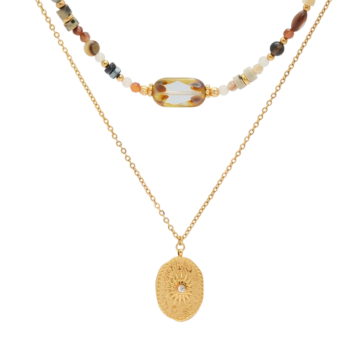 Kette Amberlicht – mit goldenem Talisman