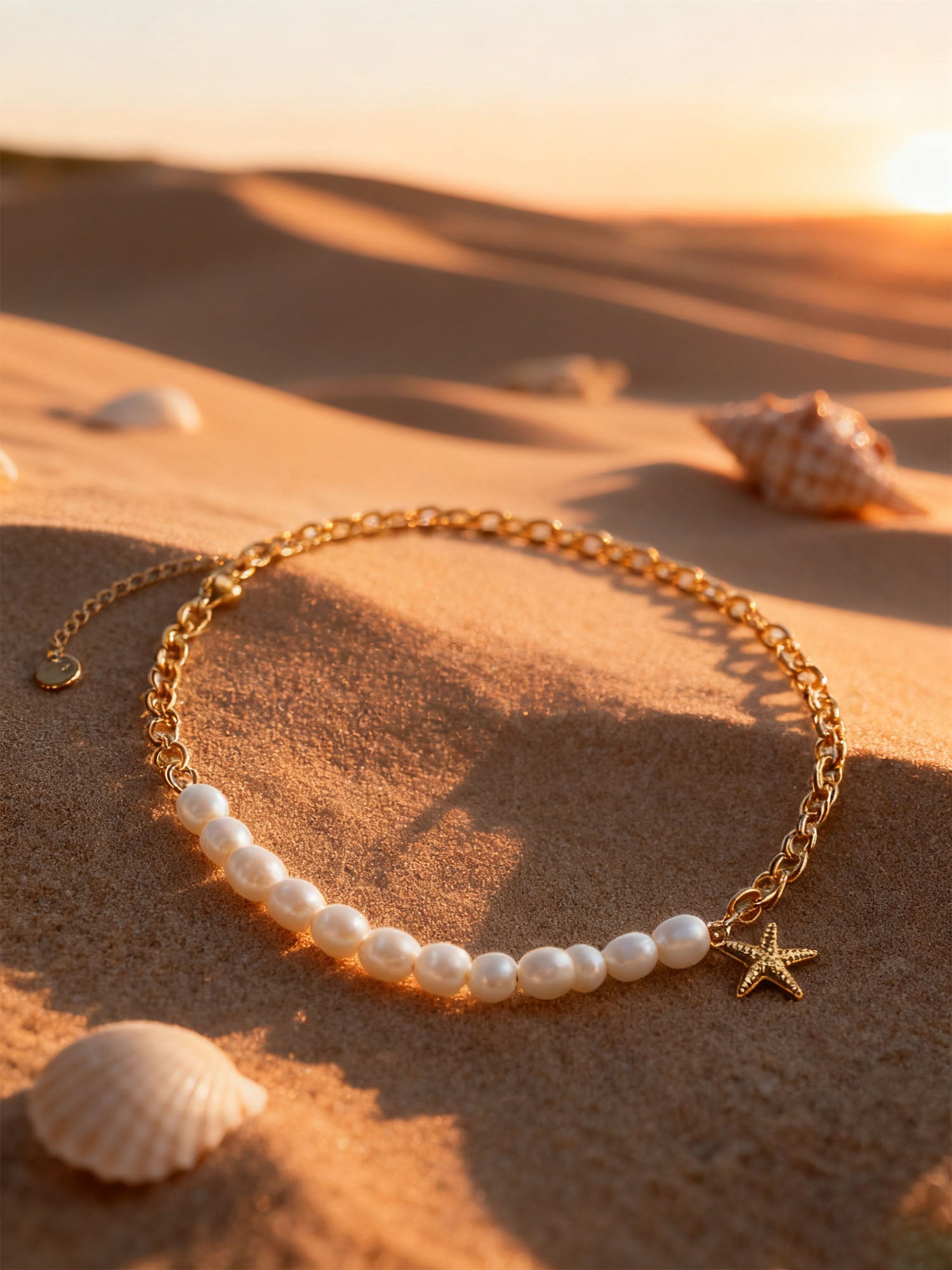 Ocean Kiss – Perlenkette mit Seestern-Detail