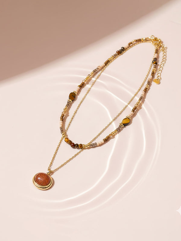 Schutzstein-Kettenset mit Tigerauge & 18K Vergoldung