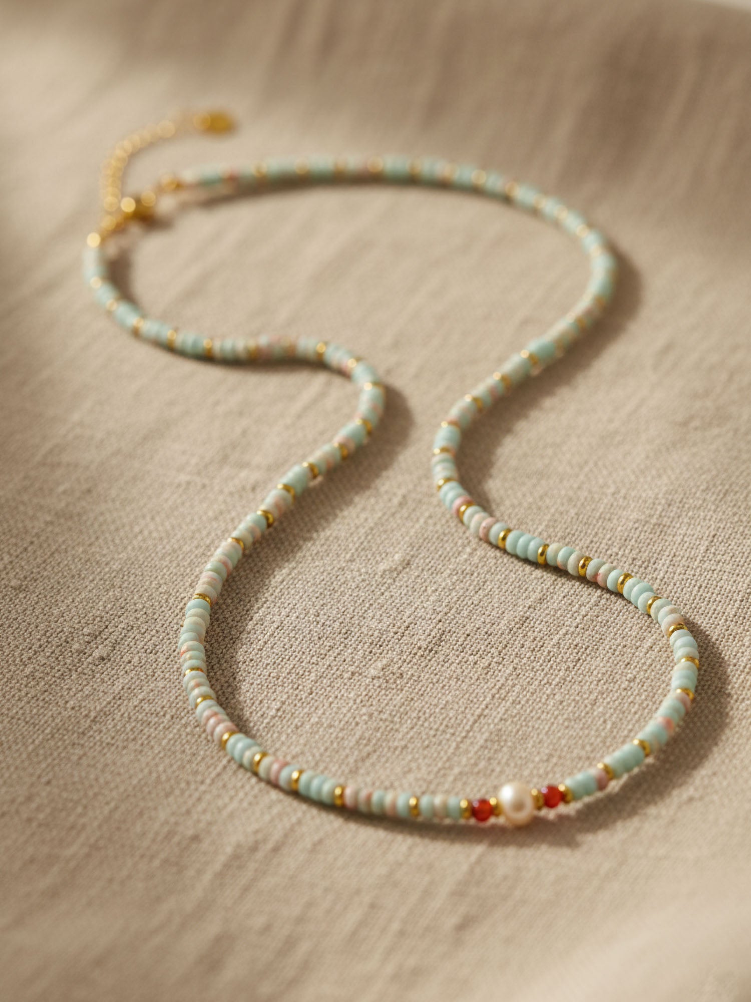 Summer Shine – Pearl Necklace with Shoushan Stone