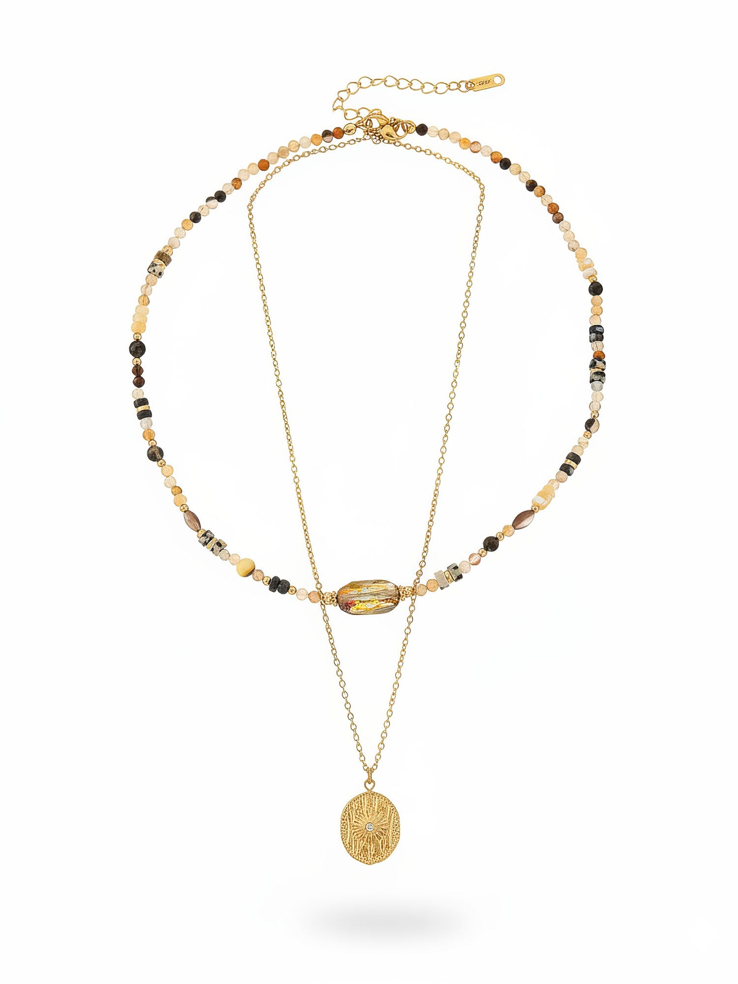 Kette Amberlicht – mit goldenem Talisman