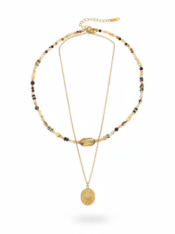 Kette Amberlicht – mit goldenem Talisman