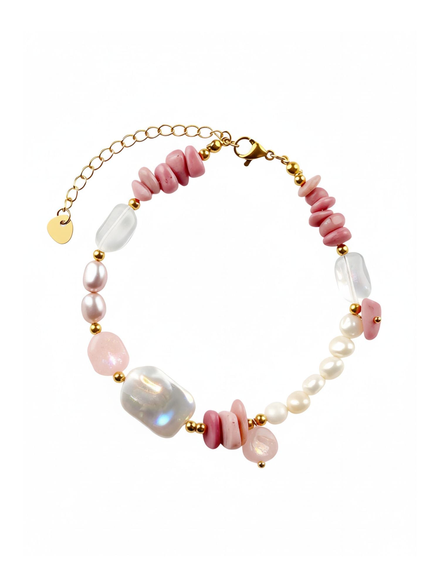 Rosengarten – Armband mit Rhodonit & Perle