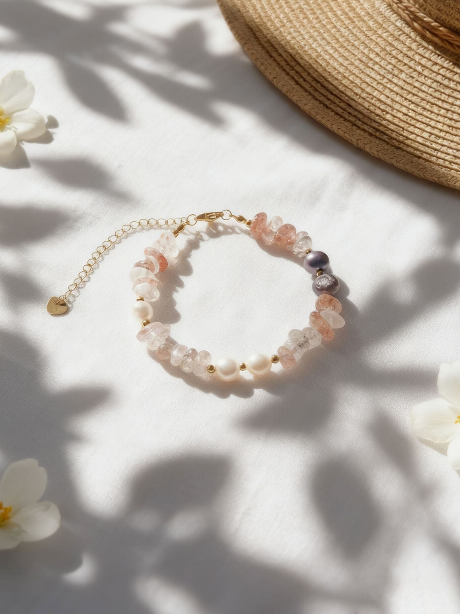 Moonlight – natural stone bracelet with freshwater pearl