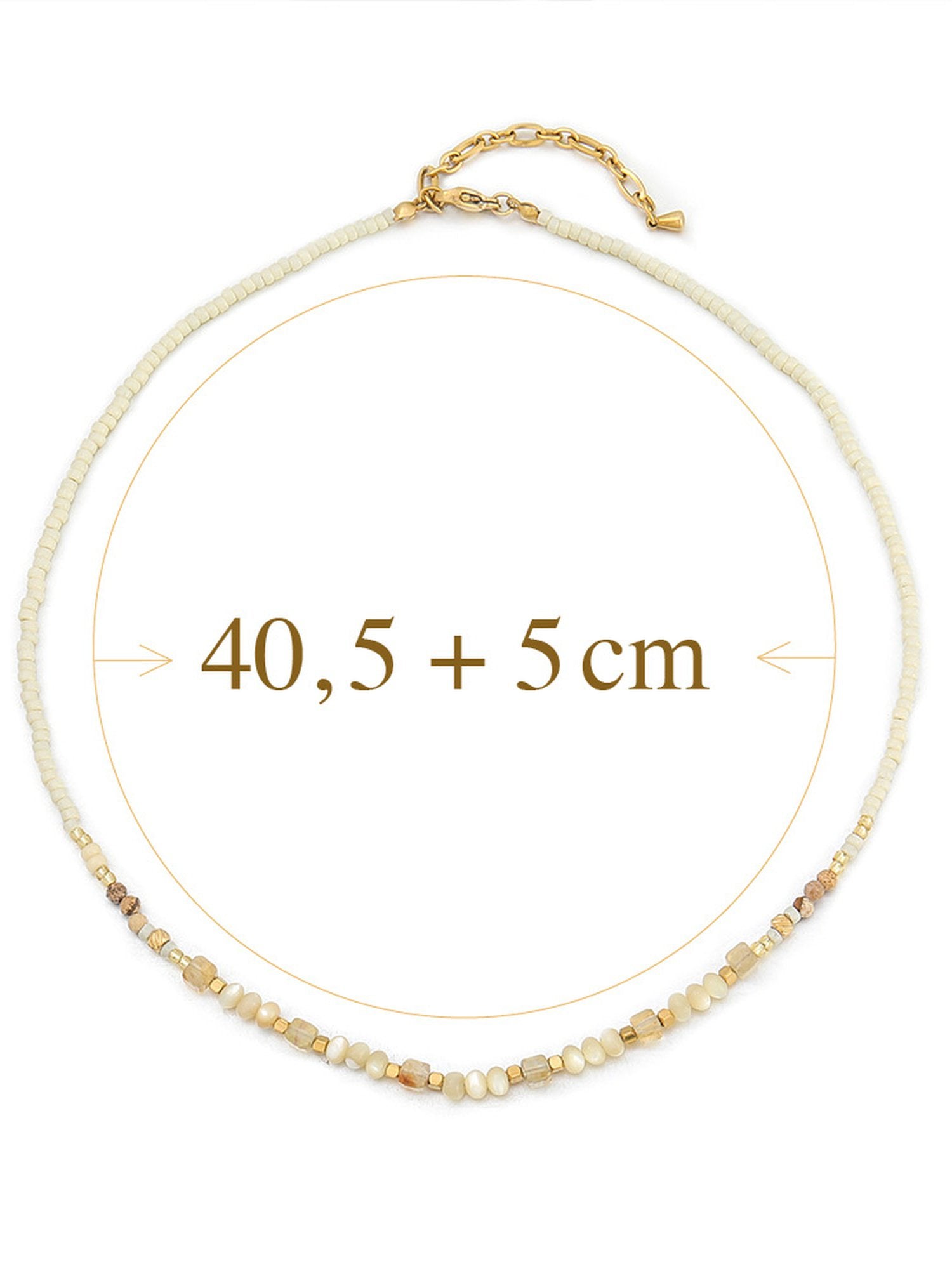 2er-Kette Sonnenglanz Längendetail – Perlenkette 40,5cm mit 5cm vergoldeter Verlängerungskette und cremeweißen Perlen