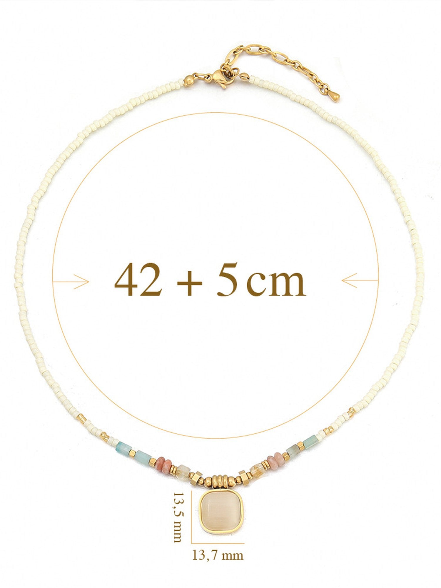 Sonnenglanz Halskette Größenangabe – doppelreihige Kette mit 42cm+5cm und 40.5cm+5cm Verlängerung