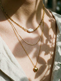 3er-Kette Herzstueck elegante Atmosphaere – goldene Layering Halskette mit Herzcharm romantisch