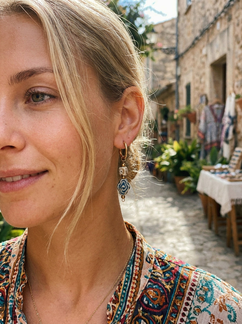 Ohrringe Mavi Nazar – Blaue Boho-Anhänger – EH50 – Ansicht 7