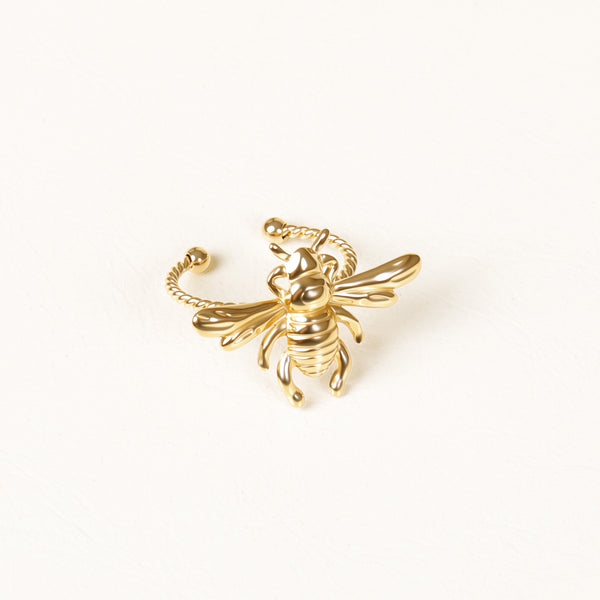 Ring Bienenkönigin – vergoldeter offener Statement-Ring mit Bienen-Design