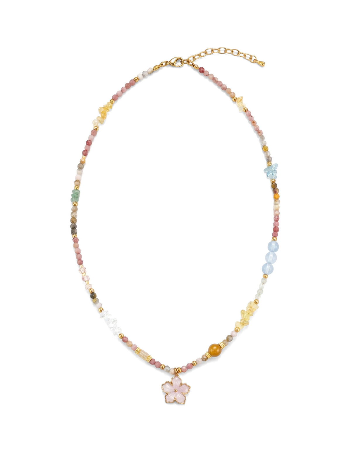 Kette Fiore Pastello – Bunte Perlen mit Blütenanhänger – XL122 – Ansicht 1