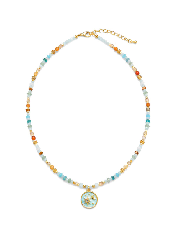 Kette Mosaico Turchese – Bunte Perlen mit Medaillon
